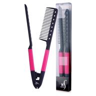 herstyler hair straightening comb - flat iron comb for gorgeous tresses - hair straightener comb with strong grip - straightener comb for tangled hair - styling comb for unruly hair - experience the charm (pink) logo