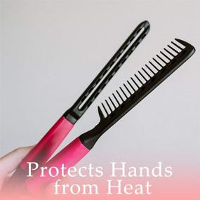 img 1 attached to Herstyler Hair Straightening Comb - Flat Iron Comb for Gorgeous Tresses - Hair Straightener Comb with Strong Grip - Straightener Comb for Tangled Hair - Styling Comb for Unruly Hair - Experience the Charm (Pink)