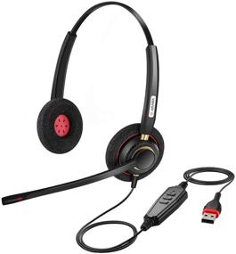 img 4 attached to 🎧 Наушники Ultra Comfort с микрофоном и шумоподавлением, регулировкой звука - идеальный вариант для бизнеса, Skype, UC, вебинаров, колл-центров, офиса - совместимы с компьютером, ноутбуком, ПК