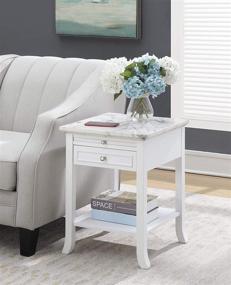 img 4 attached to 🔲 Convenience Concepts 7102045WMW American Heritage Logan End Table - White Faux Marble Top with Drawer and Slide