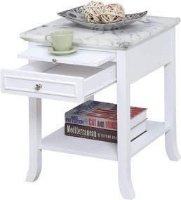 img 3 attached to 🔲 Convenience Concepts 7102045WMW American Heritage Logan End Table - White Faux Marble Top with Drawer and Slide