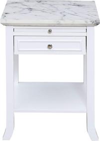 img 1 attached to 🔲 Convenience Concepts 7102045WMW American Heritage Logan End Table - White Faux Marble Top with Drawer and Slide