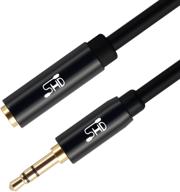 🎧 shd aux extension cable 3.5mm cord - high-quality stereo audio cable with metal connectors - male to female type - 3 feet - black logo