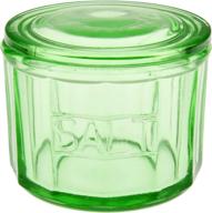 🍶 vintage depression style green glass salt cellar with lid for retro kitchen decor and wedding gift logo