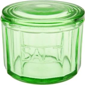 img 4 attached to 🍶 Vintage Depression Style Green Glass Salt Cellar with Lid for Retro Kitchen Decor and Wedding Gift