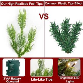 img 3 attached to 🎄 TURNMEON 18 Inch Snow Flocked Prelit Tabletop Christmas Tree - Realistic Feel, 30 Warm Lights, Timer, 8 Modes - Star, Red Berries, Pine Cones - Battery Operated, Perfect for Christmas Decorations, Home Indoor