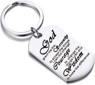 religious jewelry: god grant me the serenity prayer dog tag keyring - christian gift with inspirational bracelet logo