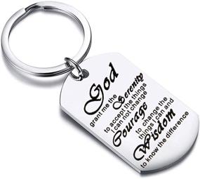 img 4 attached to Religious Jewelry: God Grant Me The Serenity Prayer Dog Tag Keyring - Christian Gift with Inspirational Bracelet