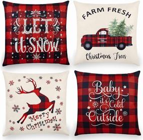 img 4 attached to Christmas Pillowcase Buffalo Farmhouse Decorations