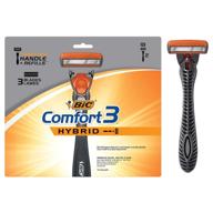 🪒 bic comfort 3 hybrid men's disposable razor pack with 2 handles and 18 cartridges logo