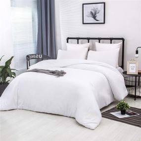 img 1 attached to 🐝 Honey Qiao Queen Cotton Comforter Set - Lightweight 3 Piece Solid White Bedding Set - All White Blanket for Women and Men - Pure White Bedding Set with 1 Queen Comforter and 2 Pillowcases