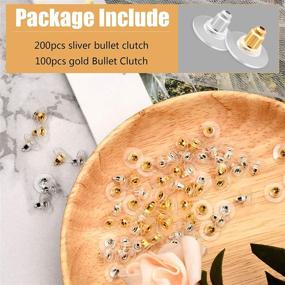 img 2 attached to 🔒 High-Quality Hypoallergenic Earring Backs - 300pcs Bullet Clutch Replacements in Silver and Gold