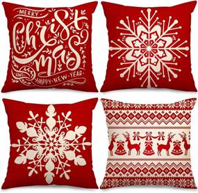 img 4 attached to Whaline Christmas Pillow Snowflake Cushion Bedding