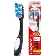 🪥 colgate 360° advanced optic white toothbrush - medium, 2 pack (color may vary) logo