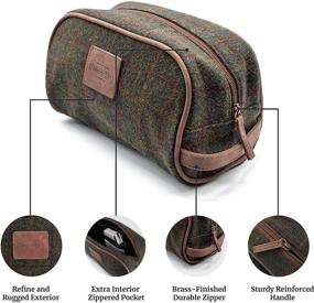 img 3 attached to Vintage Plaid Men's Toiletry Shaving Bag: Portable Canvas Travel Dopp Kit for Essential Bathroom, Shower, and Shaving Supplies