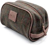 vintage plaid men's toiletry shaving bag: portable canvas travel dopp kit for essential bathroom, shower, and shaving supplies logo