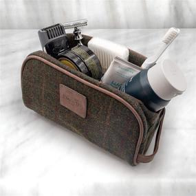 img 1 attached to Vintage Plaid Men's Toiletry Shaving Bag: Portable Canvas Travel Dopp Kit for Essential Bathroom, Shower, and Shaving Supplies