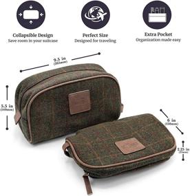 img 2 attached to Vintage Plaid Men's Toiletry Shaving Bag: Portable Canvas Travel Dopp Kit for Essential Bathroom, Shower, and Shaving Supplies