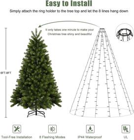 img 3 attached to SALCAR Christmas Tree Lights 6.6FT x 8 Lines, 280 LEDs Fairy Lights for 6 - 8ft Christmas Tree, Easy Install Tree Decoration Light String for Indoor Outdoor, 8 Modes & Memory Function - Warm White