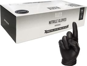 img 1 attached to High-Quality Nitrile Disposal Gloves, 4 Mil Thickness, Non-Sterile, Powder-Free, Latex-Free, in Sleek Black Color