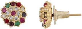 img 1 attached to Efulgenz Bollywood Designer Traditional CZ Stud Earrings Jewelry for Women and Girls - 18k Gold Plated Gift for Her