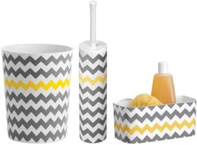 img 3 attached to 🗑️ Stylish Gray/Yellow Chevron Waste Can by iDesign - Compact and Convenient - 8"x8"x10