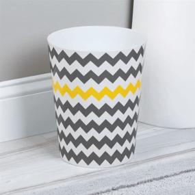 img 1 attached to 🗑️ Stylish Gray/Yellow Chevron Waste Can by iDesign - Compact and Convenient - 8"x8"x10