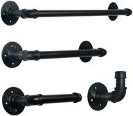 houseaid 4-piece industrial pipe towel holder set: rustic steel rack kit for bathroom, wall mounted matte black logo