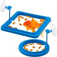 🐠 qa fish feeding ring - floating food feeder for aquarium fish tank, reduces wastage and maintains water quality - 2 pack - circle square and round shape with suction cup - fish safe logo