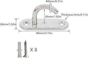 img 2 attached to Stainless Steel Pad Eye, Cheaboom Heavy Duty Oblong Plate Staple Ring Hook Loop U-shaped Design Wall Mount Hook Hanger with J M8 4 Pcs Design Screws