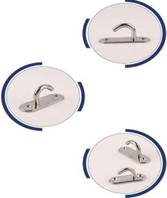 img 1 attached to Stainless Steel Pad Eye, Cheaboom Heavy Duty Oblong Plate Staple Ring Hook Loop U-shaped Design Wall Mount Hook Hanger with J M8 4 Pcs Design Screws