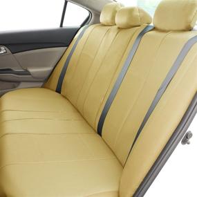 img 2 attached to 🛋️ FH Group PU007BEIGE115 Deluxe Leatherette Seat Cover Set – Universal Fit, Airbag Compatible with Rear Split for Cars, Trucks, SUVs, Vans – Beige