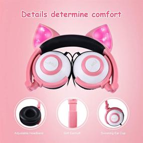 img 3 attached to Esonstyle LED Glowing Cat Ears Kids Headphones - Safe 85dB Volume 🎧 Limit, Food Grade Silicone, 3.5mm Aux Jack, Cat-Inspired Pink Headphones for Girls (Peach)