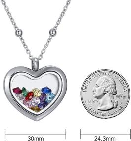 img 3 attached to 💎 Premium Quality CF100 Birthstone Locket Necklaces with 12 AAAAA+ Cubic Zirconia Birthstones, Crafted from 316L Stainless Steel, Complete with Floating Charms, Chains, and Gift Box