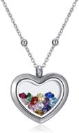 💎 premium quality cf100 birthstone locket necklaces with 12 aaaaa+ cubic zirconia birthstones, crafted from 316l stainless steel, complete with floating charms, chains, and gift box logo