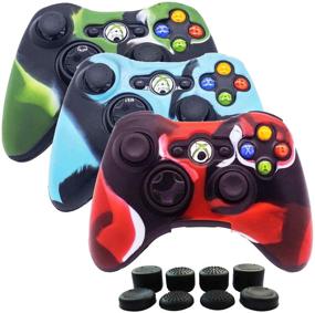 img 4 attached to 🎮 BRHE 3 Pack Camouflage Protective Silicone Skin Cover Set for Xbox 360 Controller - Wireless/Wired Gamepad Joystick Accessories with 8 FPS Thumb Grips Caps (Red Blue Green)
