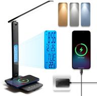 🔌 ampulla led desk lamp with usb charging port and wireless charger - table lamp with built-in clock, alarm, date, temperature, and touch control - ideal for home office use logo