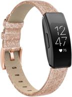 👉 swees genuine leather band compatible with fitbit inspire 2 / inspire hr / inspire - wristband replacement for women and men in black, brown, and rose gold логотип