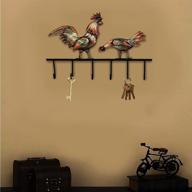 crafia rooster shaped iron key holder with 6 hooks - decorative wall mounted key organizer for unique home décor and key management логотип