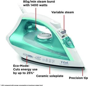 img 3 attached to 🔵 T-fal Ecomaster Steam Iron - 1400W Eco-Friendly with Steam Trigger and Ceramic Soleplate - Azure Blue - FV1742U0