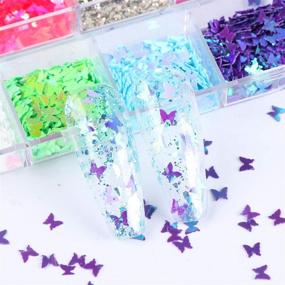 img 1 attached to Colorful Confetti Glitter Sticker: 12 Colors Butterfly Holographic Nail Sequins for Nail Art, Face, Body, Eye, and Hair Decoration - DIY Makeup Kit