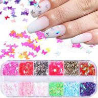 colorful confetti glitter sticker: 12 colors butterfly holographic nail sequins for nail art, face, body, eye, and hair decoration - diy makeup kit logo