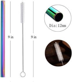 img 3 attached to 🥤 ALINK 6-Pack Stainless Steel Metal Boba Straws with Cleaning Brush, Carrying Case - Reusable and Extra Wide Colored Smoothie Straws