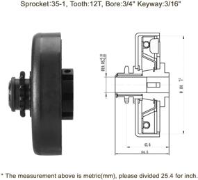 img 2 attached to 🏎️ DEDC Центробежный сцепление 3/4 отверстие 12T для Predator 212 CC Mini Bike Fun Kart, Honda GX160 GX200, До 8 л.с. - Цепная модель 35