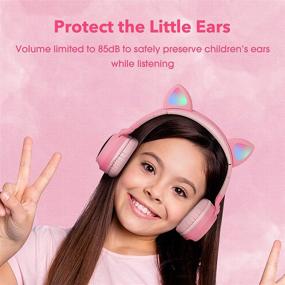 img 3 attached to 🐱 Purrfectly Adorable Tititek Pink Cat Headphones: Wireless Bluetooth Gaming Headset with Microphone & LED Lights for Girls