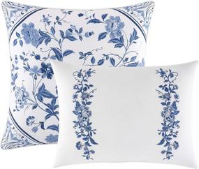 img 3 attached to 🛏️ Laura Ashley Home - Elise Collection - King Size Luxury Ultra Soft Comforter, All Season Premium Bedding Set, Stylish Delicate Design in Blue for Home Décor