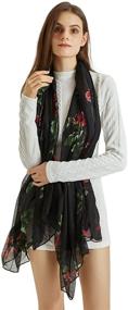 img 3 attached to Women Floral Sheer Scarf Shawl Women's Accessories and Scarves & Wraps