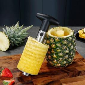 img 1 attached to 🍍 KUFUNG Kitchen Pineapple Corer and Slicer Tool - Stainless Steel Pineapple Cutter for Easy Core Removal & Slicing - Quick Pineapple Slicer and Corer Tool Saves Time (Black1)