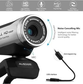 img 2 attached to 📷 AUSDOM 1080P HD веб-камера с встроенным микрофоном, USB настольная ноутбук веб-камера 12.0MP, автоэкспозиция, профессиональная потоковая веб-камера для ноутбука/настольного компьютера/Skype/FaceTime/YouTube/Yahoo Messenger/Zoom