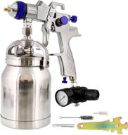highly efficient tcp global hvlp spray gun (with cup) for auto paint, 🎨 primer & topcoat lacquer applications – 1.8mm needle & nozzle, professional series, one year warranty logo